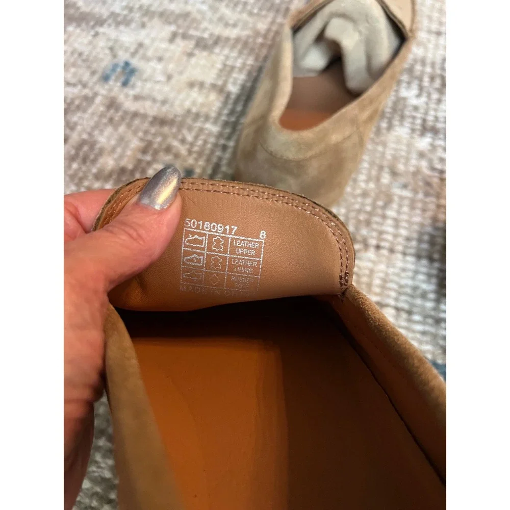 Hugo Boss Mens Tan Suede Loafers Driving Shoes 50180917 Camel Brown Size 8